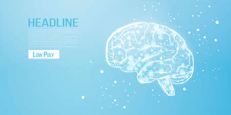 Human brain. Wireframe low poly style. Concept for medical, brain cancer, neural network. Abstract...
