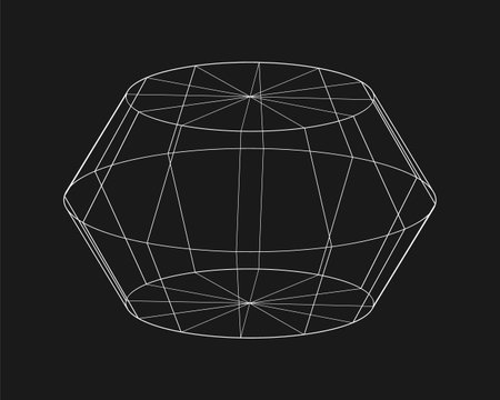 Cyber distorted shape, retro punk design element. Wireframe wave geometry shape on black background. Vector illustration.のイラスト素材