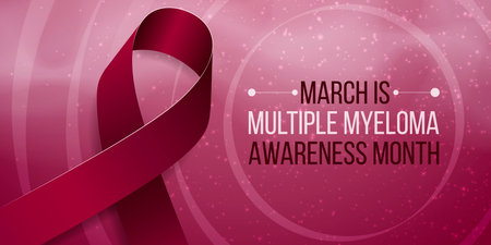 Multiple Myeloma Awareness Month concept. Banner template with burgundy ribbon and text. Vector illustration.のイラスト素材