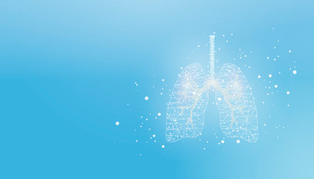 Lungs. Banner template with glowing low poly. Futuristic modern abstract. Vector illustration.のイラスト素材