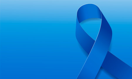 National slavery and human trafficking prevention month concept. Banner with blue ribbon awareness and text. Vector illustrationのイラスト素材