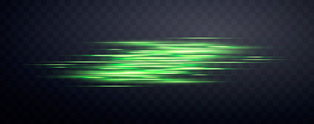 Speed rays, velocity light neon flow, zoom in motion effect, green glow speed lines, colorful light trails, stripes. Abstract background, vector illustration.のイラスト素材