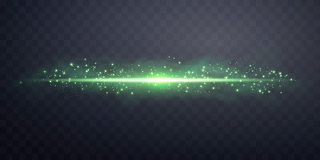 Green lens flare. Isolated on transparent background. Sun flash with rays or spotlight. Green glow flare light effect. Vector illustration.のイラスト素材