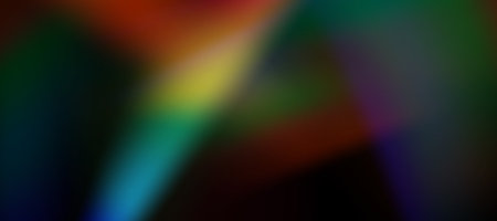 Blurred rainbow refraction overlay effect. Light lens prism effect on black background. Holographic reflection, crystal flare leak shadow overlay. Vector abstract illustrationのイラスト素材
