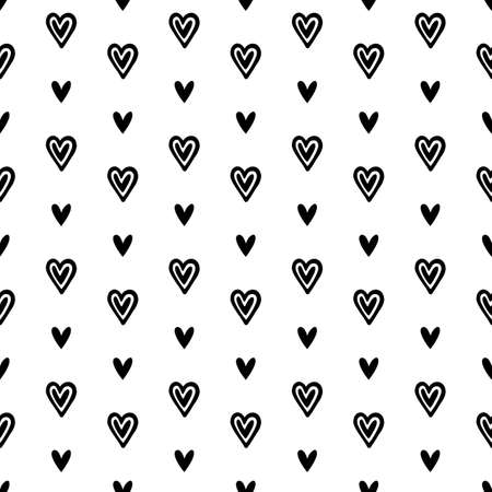 SEAMLESS BACKGROUND WITH DRAWN HEARTS IN VECTORのイラスト素材