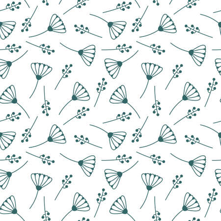 SEAMLESS PATTERN WITH PLANT ELEMENTS ON A WHITE BACKGROUNDのイラスト素材