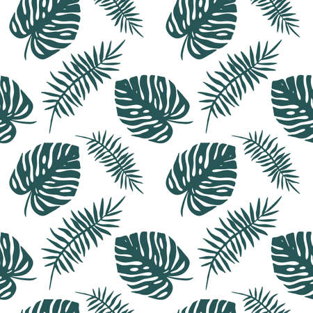 SEAMLESS BACKGROUND WITH TROPICAL LEAVES IN VECTORのイラスト素材