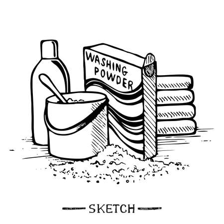Washing powder on a white background in a vectorのイラスト素材
