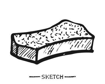 Sponge for washing dishes on a white background in vectorのイラスト素材