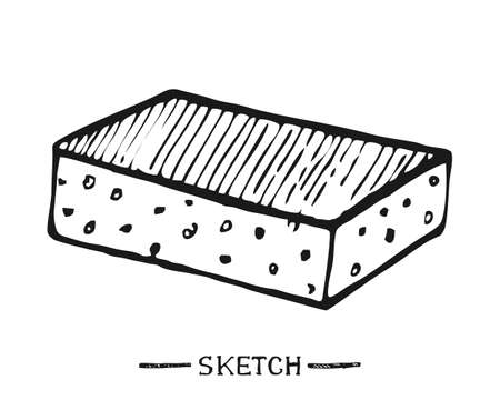 Sponge for washing dishes on a white background in vectorのイラスト素材