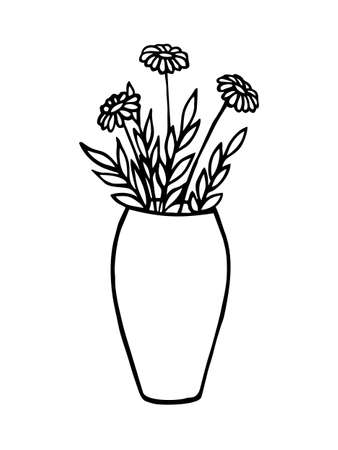 FLOWERS IN A VASE ON A WHITE BACKGROUND IN VECTORのイラスト素材