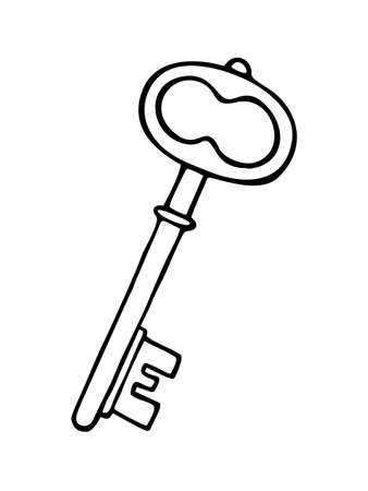 VINTAGE KEY ON WHITE BACKGROUND IN VECTORのイラスト素材