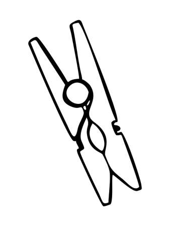 WOODEN CLOTHESPIN ON A WHITE BACKGROUND IN VECTORのイラスト素材