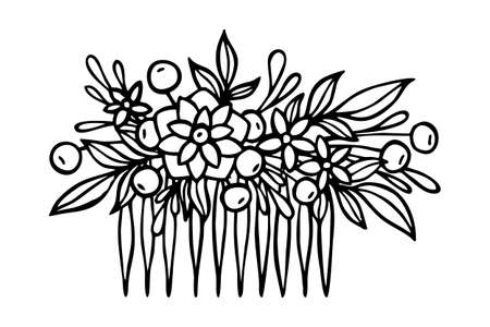DRAWN HAIR CLIP HAIR DOODLE ON A WHITE BACKGROUND IN VECTORのイラスト素材
