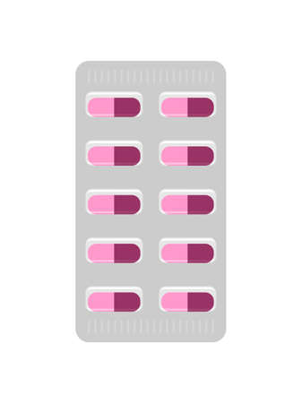 TABLETS IN A PACKAGE ON A WHITE BACKGROUND IN A VECTORのイラスト素材