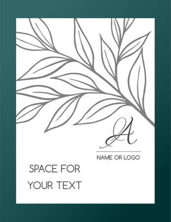 POSTCARD WITH DELICATE TWIGS ON A WHITE BACKGROUND IN VECTORのイラスト素材