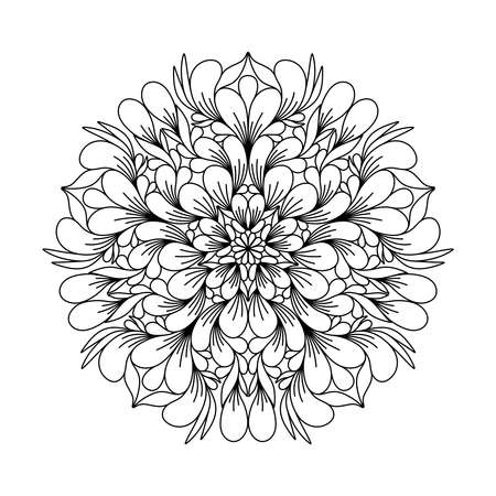 COLORING BOOK FOR ADULTS WITH A VINTAGE MANDALA ON A WHITE BACKGROUND IN VECTORのイラスト素材