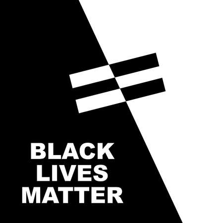 A BLACK-AND-WHITE BANNER SYMBOLIZING THE EQUAL VALUE OF THE LIVES OF BLACK AND WHITE PEOPLE IN THE VECTORのイラスト素材