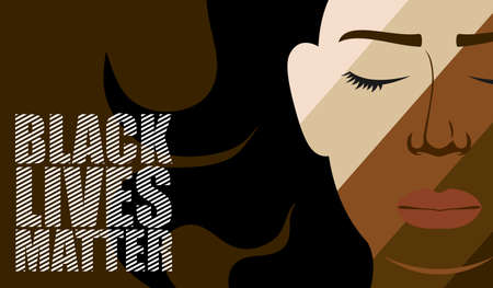 MULTI-COLORED PORTRAIT OF A GIRL ON A BROWN BACKGROUND IN VECTORのイラスト素材