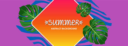 ABSTRACT BANNER WITH MULTICOLORED PAINT SPLASHES ON A PURPLE BACKGROUND IN VECTORのイラスト素材