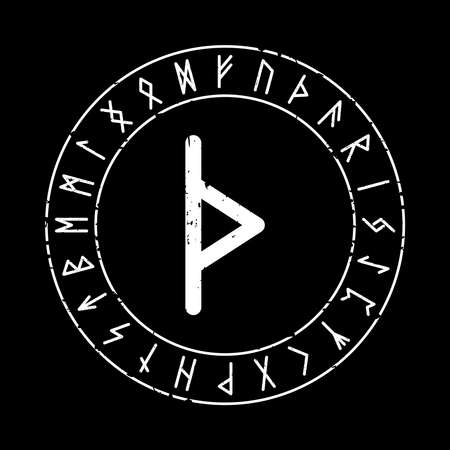 DAGAZ RUNE ON A BLACK BACKGROUND IN VECTORのイラスト素材