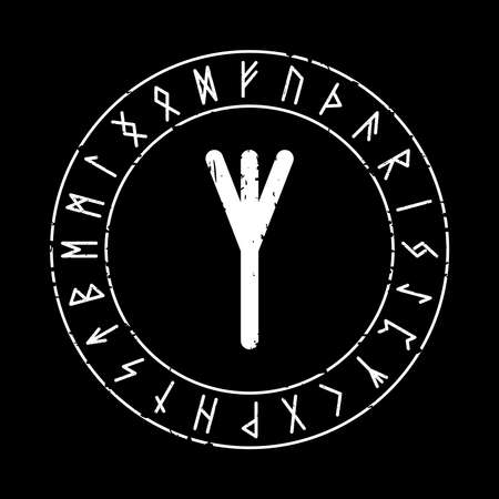 DAGAZ RUNE ON A BLACK BACKGROUND IN VECTORのイラスト素材