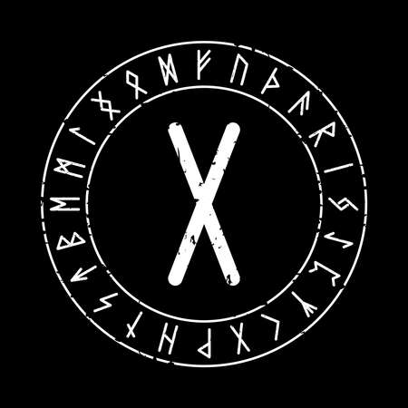 DAGAZ RUNE ON A BLACK BACKGROUND IN VECTORのイラスト素材