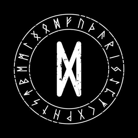 DAGAZ RUNE ON A BLACK BACKGROUND IN VECTORのイラスト素材