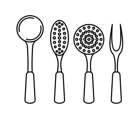 SET OF KITCHEN APPLIANCES ON A WHITE BACKGROUND IN VECTORのイラスト素材