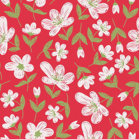 SEAMLESS BEIGE PATTERN WITH AUTUMN BERRIES DRAWN IN VECTORのイラスト素材
