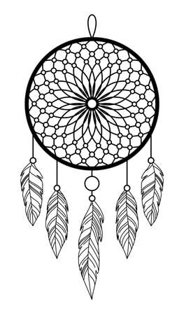 DREAM CATCHER ON A WHITE BACKGROUND IN VECTORのイラスト素材