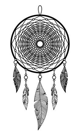 DREAM CATCHER ON A WHITE BACKGROUND IN VECTORのイラスト素材