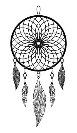 DREAM CATCHER ON A WHITE BACKGROUND IN VECTORのイラスト素材