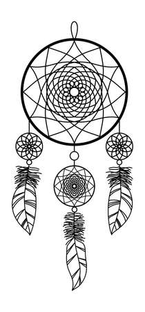 DREAM CATCHER ON A WHITE BACKGROUND IN VECTORのイラスト素材