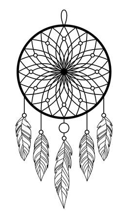 DREAM CATCHER ON A WHITE BACKGROUND IN VECTORのイラスト素材