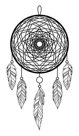 DREAM CATCHER ON A WHITE BACKGROUND IN VECTORのイラスト素材