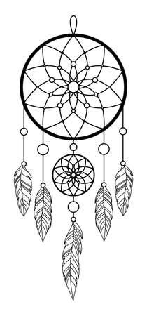 DREAM CATCHER ON A WHITE BACKGROUND IN VECTORのイラスト素材