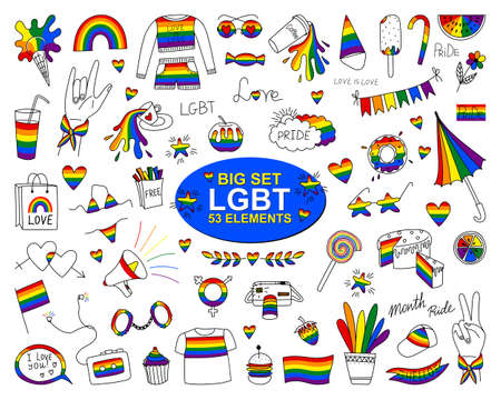 LARGE SET WITH LGBT THEMES ON A WHITE BACKGROUND IN VECTORのイラスト素材