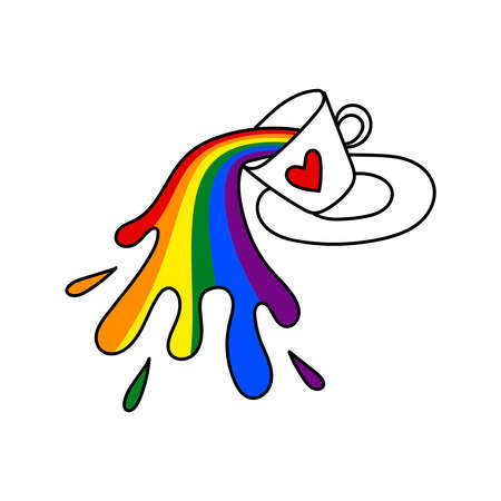 TWO HEARTS WITH A MULTI-COLORED ELEMENT ON A WHITE BACKGROUND IN A VECTORのイラスト素材