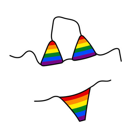 TWO HEARTS WITH A MULTI-COLORED ELEMENT ON A WHITE BACKGROUND IN A VECTORのイラスト素材