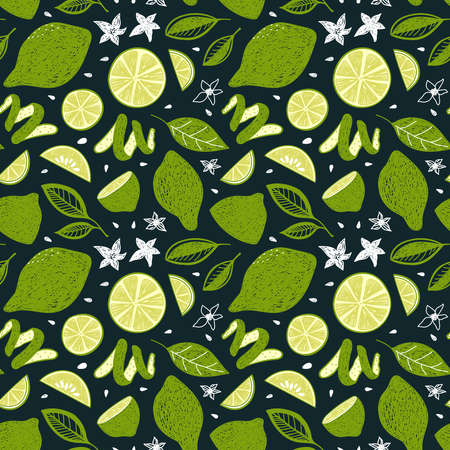 SEAMLESS PATTERN WITH DIFFERENT FLOWERS AND LEAVES IN THE VECTORのイラスト素材