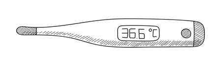 ELECTRONIC THERMOMETER ON A WHITE BACKGROUND IN VECTORのイラスト素材