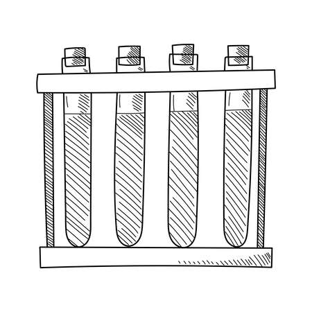 TEST TUBES WITH BLOOD ON A WHITE BACKGROUND IN VECTORのイラスト素材