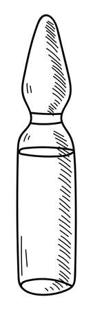 GLASS AMPOULE WITH MEDICINE ON A WHITE BACKGROUND IN VECTORのイラスト素材