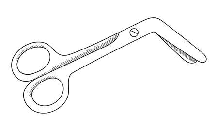 SURGICAL SCISSORS ON A WHITE BACKGROUND IN VECTORのイラスト素材