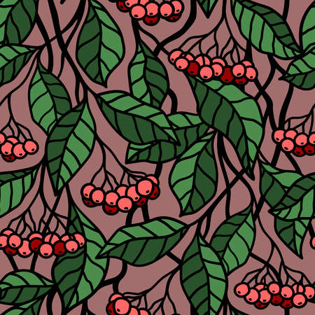 SEAMLESS PATTERN WITH PINK BERRIES ON A PINK BACKGROUND IN VECTORのイラスト素材
