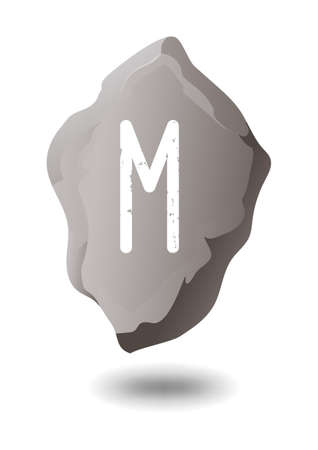 EHWAZ STONE RUNE ON A WHITE BACKGROUND IN VECTORのイラスト素材