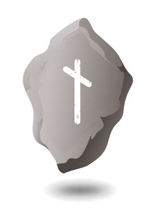 NAUDIZ STONE RUNE ON A WHITE BACKGROUND IN VECTORのイラスト素材