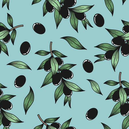 Black olives on a blue background in vectorのイラスト素材