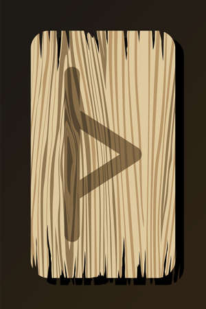 OLD WOODEN RUNE OF THURISAZ ON A WHITE BACKGROUND IN VECTORのイラスト素材